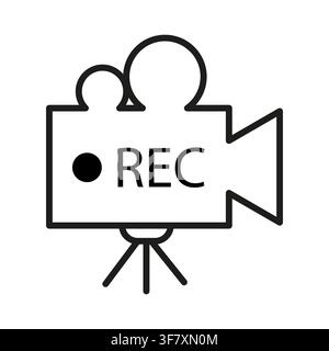 Video camera recorder outline vector icon features line art. It visualizes movie production equipment. eps 10 Stock Vector