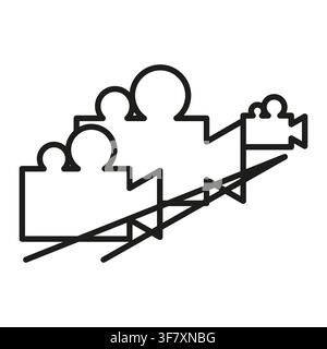 Video camera recorder dolly outline vector icon features line art. It visualizes movie production slider. eps 10 Stock Vector