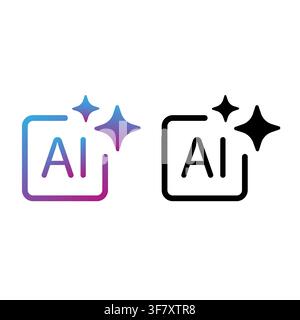 Artificial intelligence technology gradient vector set features magic sparkles. It highlights smart automated algorithm tools. eps 10 Stock Vector