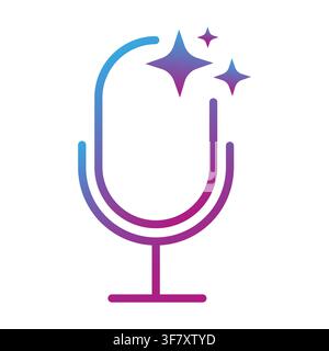 Studio microphone broadcast gradient vector icon features ai sparkles. It visualizes smart voice recognition software. eps 10 Stock Vector