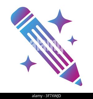 Pencil writing tool gradient vector icon features ai sparkles. It visualizes smart automated text generation. eps 10 Stock Vector