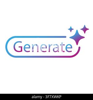 Generate text button gradient vector icon features ai interface. It highlights smart automated content creation. eps 10 Stock Vector