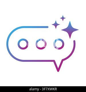 Chat bubble speech balloon gradient vector icon features ai sparkles. It represents smart chatbot response systems. eps 10 Stock Vector