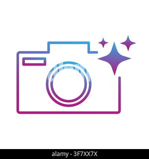 Photo camera lens gradient vector icon features ai sparkles. It highlights automated smart picture generation. eps 10 Stock Vector