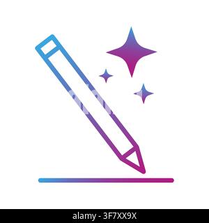 Pencil writing tool gradient vector icon features ai sparkles. It visualizes smart automated text generation. eps 10 Stock Vector