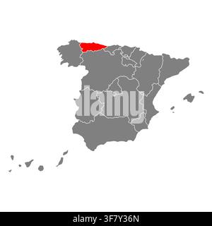 Asturias of Spain map symbol shape, travel web flat vector illustration . Stock Vector