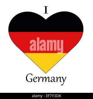 Illustration of I Love Germany with a heart shaped sign with a flag on a white background Stock Photo