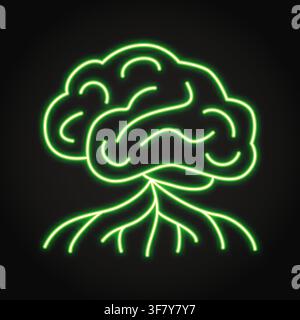 Brain and nervous system neon icon. Vector illustration. Stock Vector