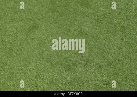 Overhead close-up texture of uniform short-cut green grass or turf covering the entire frame. Stock Photo