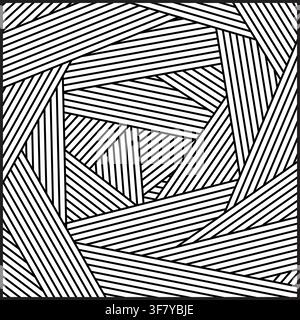 Abstract geometric line pattern with black and white optical illusion stripes Stock Vector