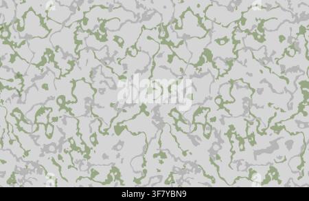 Light grey geometric camouflage background with abstract green moss lines. Stock Vector
