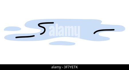 Blue water puddle vector illustration isolated on white background Stock Vector
