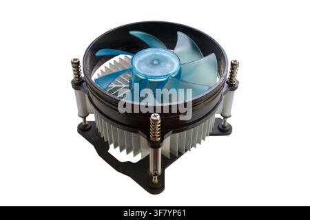 Cooling for a computer on the motherboard is isolated on a white background Stock Photo