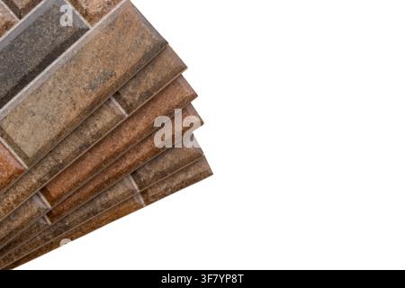 brown tile wall for sale kitchen, tile isolated on white background Stock Photo