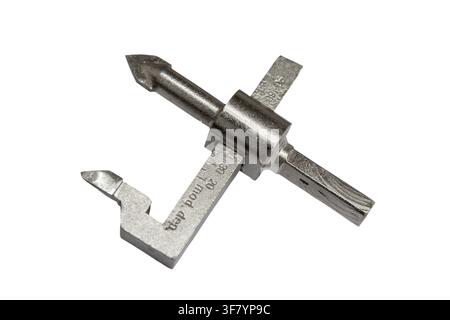 drill bits isolated on white background, drill for cutting round holes in ceramic tiles,ballerina drill Stock Photo