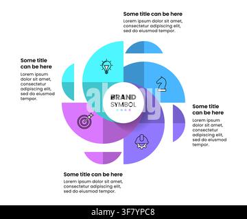 Infographic template with icons and 4 options or steps. Circle. Can be used for workflow layout, diagram, banner, webdesign. Vector illustration Stock Vector