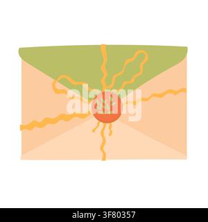 Sealed autumn envelope with wax seal and decorative ribbon clipart for invitations Stock Vector