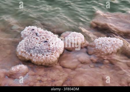 Salt formations in Dead Sea as timeless natural sculpture Stock Photo