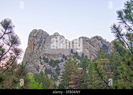 Mount Rushmore National Monument at sunset Stock Photo