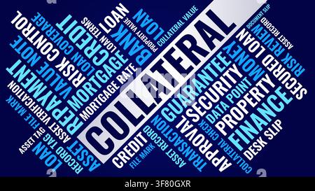 Collateral Word Cloud, Finance Loan Security Tag Cloud. Blue Banking Investment Typography Vector Stock Vector