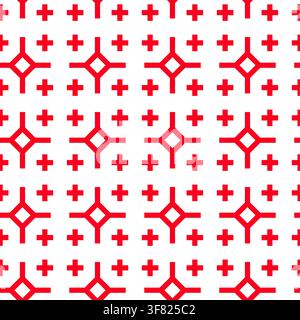 Georgian ethnic seamless pattern with red cross and diamond ornament Stock Vector