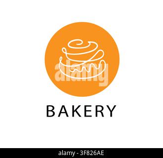 Minimal bakery logo cinnamon roll inside a circle Stock Vector