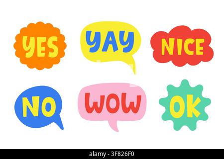 Comic Chat Sticker collection. Speech Clouds set Stock Vector