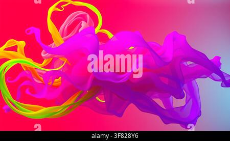 A vibrant display of colorful, fluid shapes swirling against a smooth background, perfect for creative or abstract designs. Stock Photo