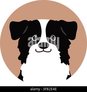 Simple and cute circle icon illustration of Border Collie Stock Vector
