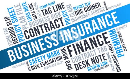 Business insurance word cloud design, business insurance contract and financial protection concept in modern layout Stock Vector