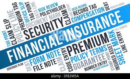 Financial insurance word cloud, financial insurance word cloud with blue gradient layout Stock Vector