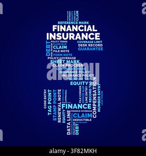 Financial insurance word cloud, financial insurance word cloud in Dollar Sign silhouette Stock Vector