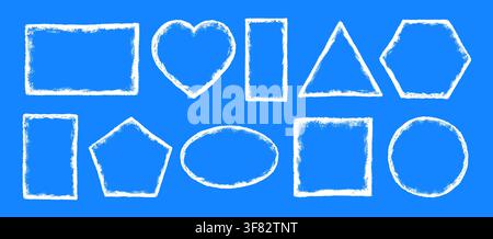 Frozen snow ice frames with frosty texture overlay vector illustration set. Stock Vector