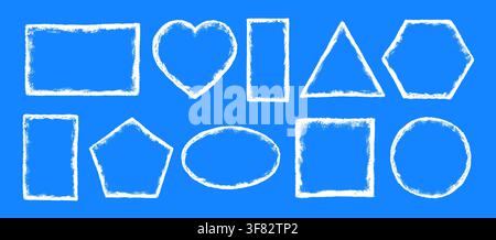 Frozen snow ice frames with frosty texture overlay vector illustration set. Stock Vector