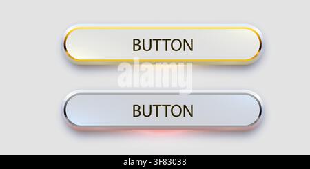Neumorphic UI button elements set. Modern soft light design for web interface and application. Vector illustration Stock Vector