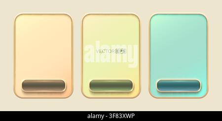Elegant Neumorphic Design Templates with Soft Pastel Backgrounds for modern UI and web elements. Vector illustration. Stock Vector
