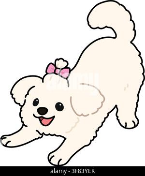 Simple and cute illustration of Maltese Dog being playful Stock Vector
