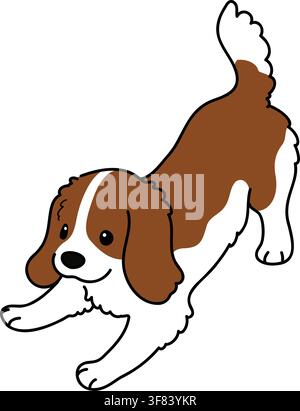 Simple and cute illustration of Cavalier King Charles Spaniel being playful Stock Vector