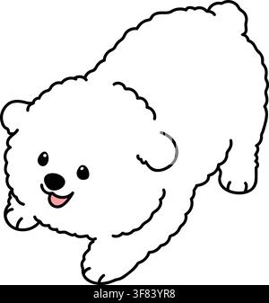 Simple and cute illustration of Bichon Frise being playful Stock Vector