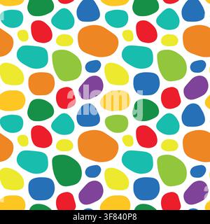 Vector colorful abstract blobs seamless pattern. Bright geometric liquid spots background with repeat modern shapes texture for trendy wrapping paper Stock Vector