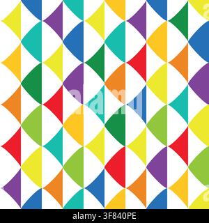 Vector colorful geometric mosaic seamless pattern. Bright multicolor background texture with vibrant triangles and creative abstract repeat shapes for Stock Vector