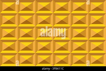 3D gold geometric seamless pattern, bright luxury abstract texture with repeating blocks and decorative shapes. Modern vector background for wallpaper Stock Vector