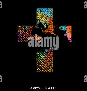 Multicolored religious cross. Happy easter. Vector illustration Stock Vector