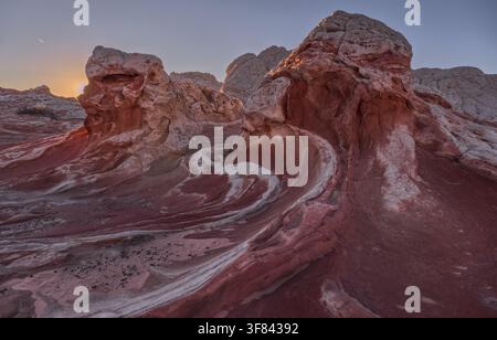 Colorful sandstone formations show layers and patterns at White Pocket in Vermilion Cliffs National Monument Arizona Stock Photo