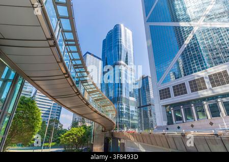 Contemporary architecture in the Central District of Hong Kong Island showcases modern design and innovation in urban settings Stock Photo