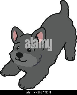 Simple and cute playful Scottish Terrier illustration Stock Vector