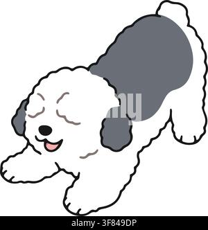 Simple and cute playful Old English Sheepdog illustration Stock Vector
