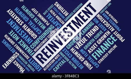 Reinvestment Word Cloud Animation, Capital Growth and Profit Strategy Kinetic Typography Theme Stock Vector