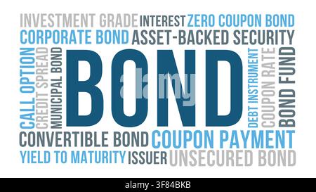 Bond Word Cloud Design for Poster, Wall Art, Investor Education Banner, Finance Classroom Decor. Bond modern finance typography Stock Vector