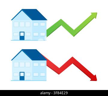 Housing market trend showing property value fluctuations Stock Vector